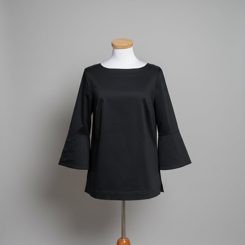 Hinson Wu black blouse with pearl cuffs, size 4, NEW WITH TAGS!