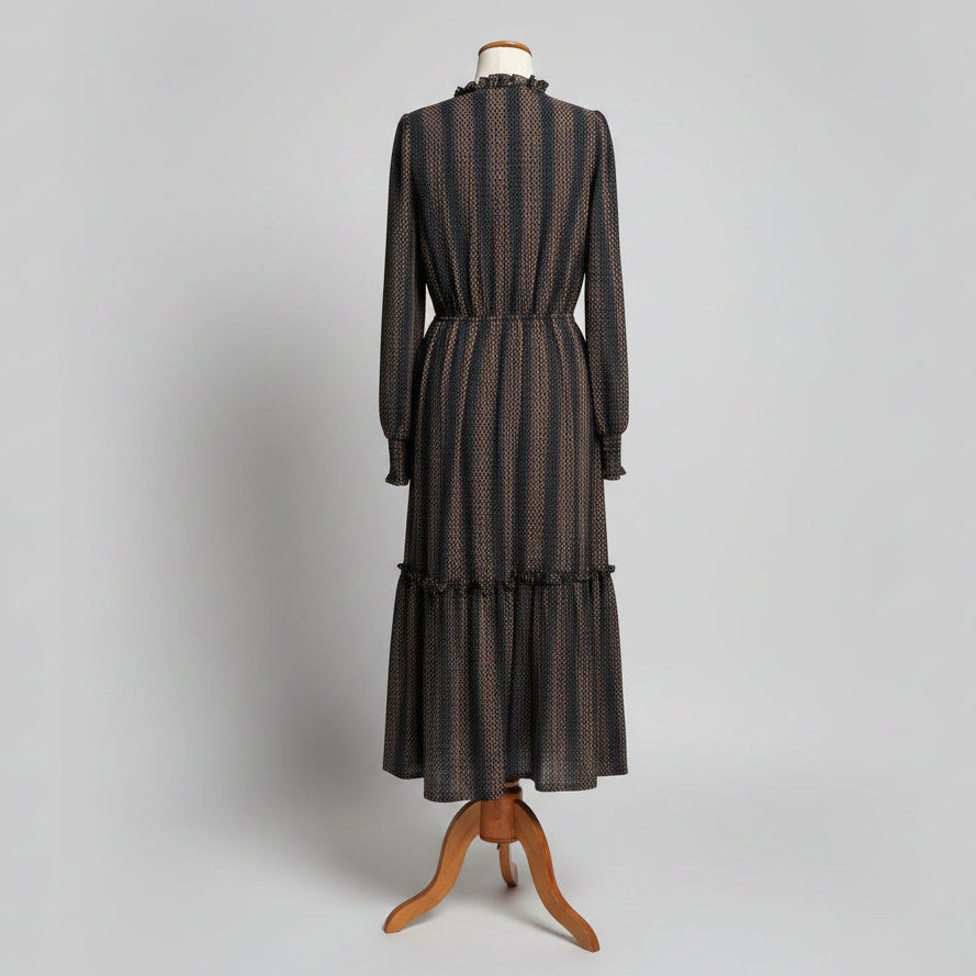 Tahari navy & tan dots dress, Size S