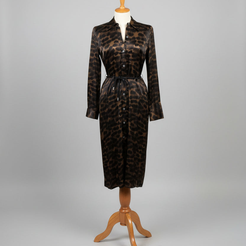 Rails leopard black and brown satin Anina dress, Size XS, NEW WITH TAGS!