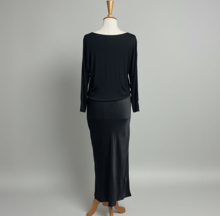Michael stars black knit/satin nadia 2-in-2 dress, Size S