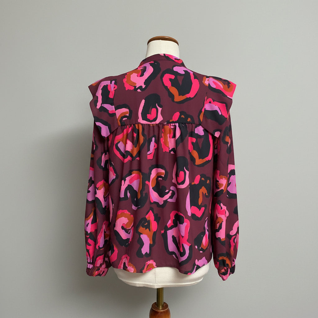 Crosby plum and hot pink Jungle Queen blouse, size S, BRAND NEW!