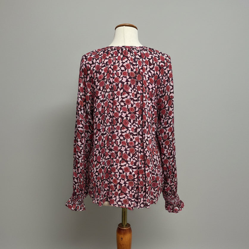 Omika burgundy and pink floral blouse, size XS