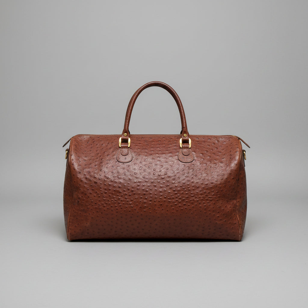 I Santi brown ostrich leather duffle bag