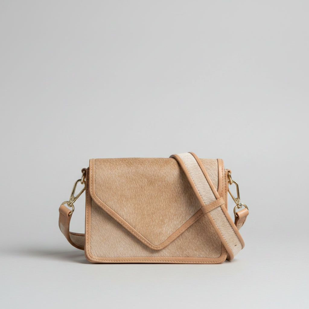 Saudara tan pony fur and leather crossbody bag, LIKE NEW!