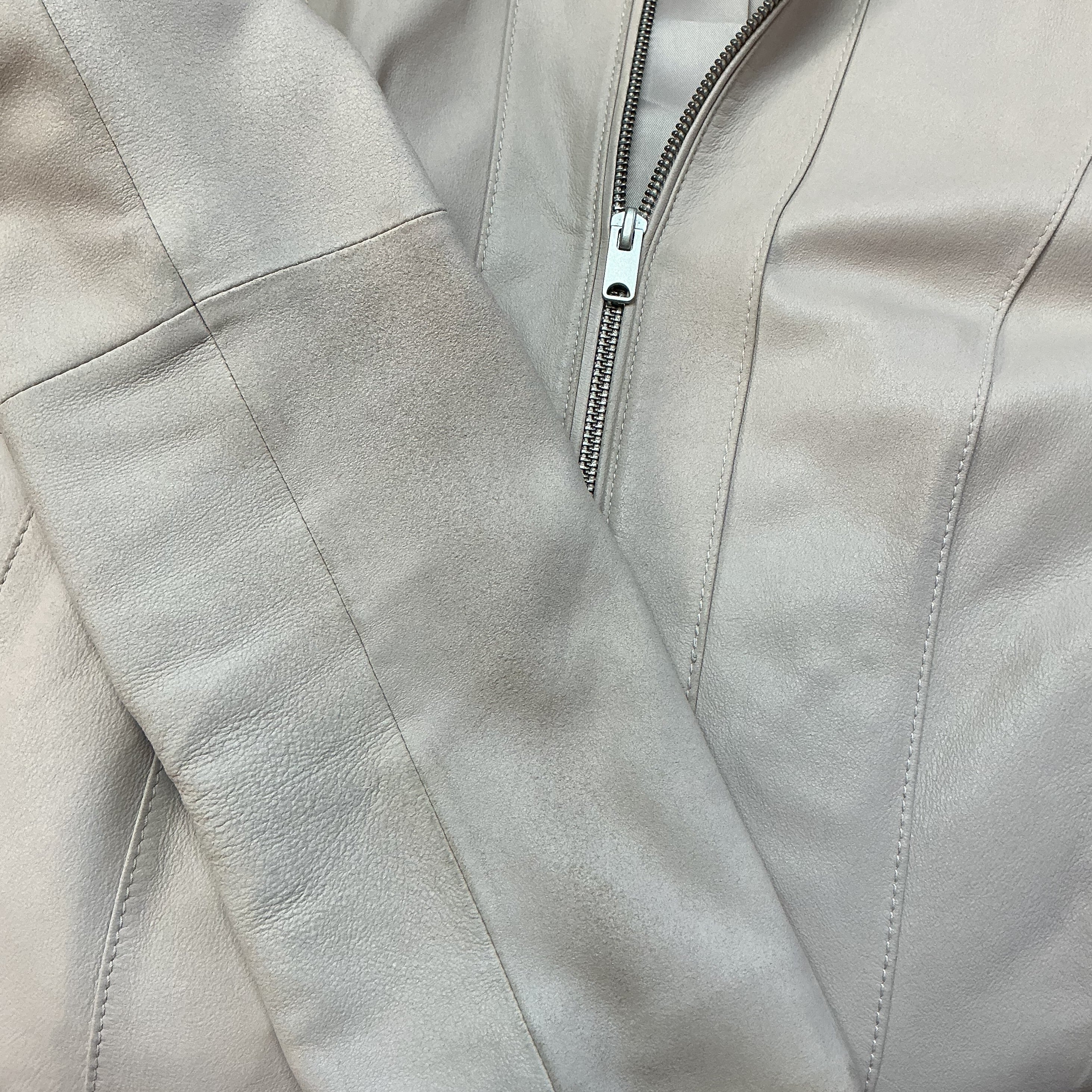 Cole Haan beige leather zip jacket, Size L