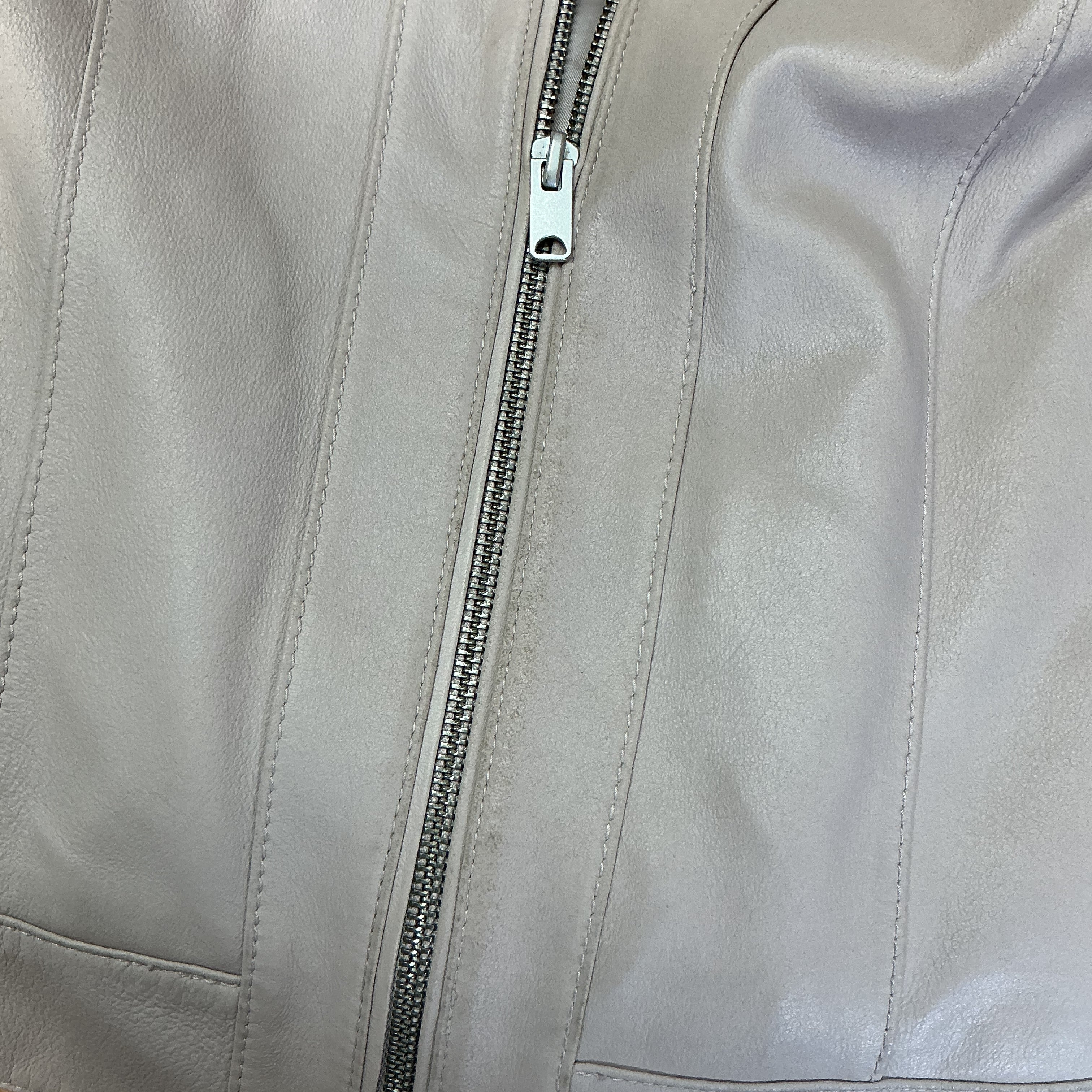 Cole Haan beige leather zip jacket, Size L