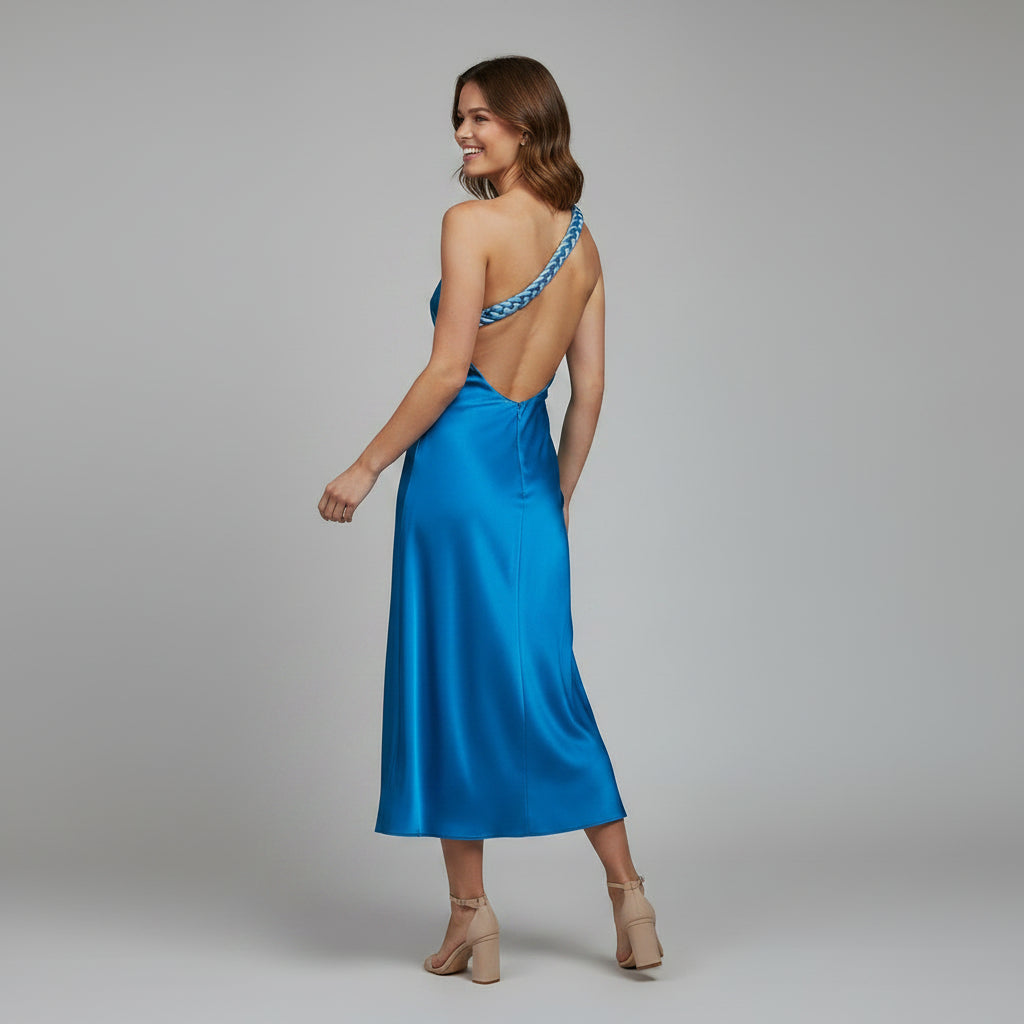 Gianni Bini blue one-shoulder dress, size 2, NEW WITH TAGS!