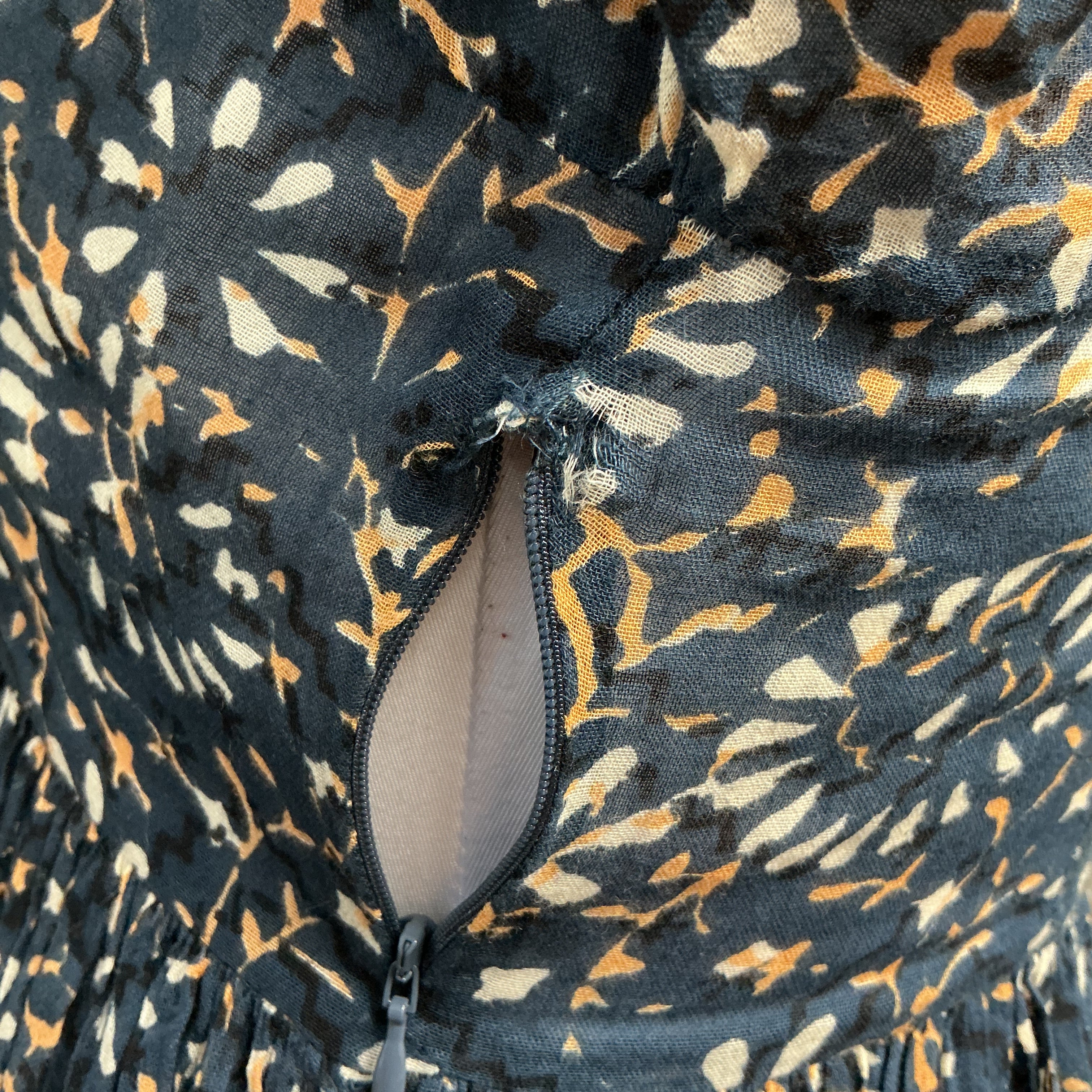 Ulla Johnson navy & tan floral dress, size 2