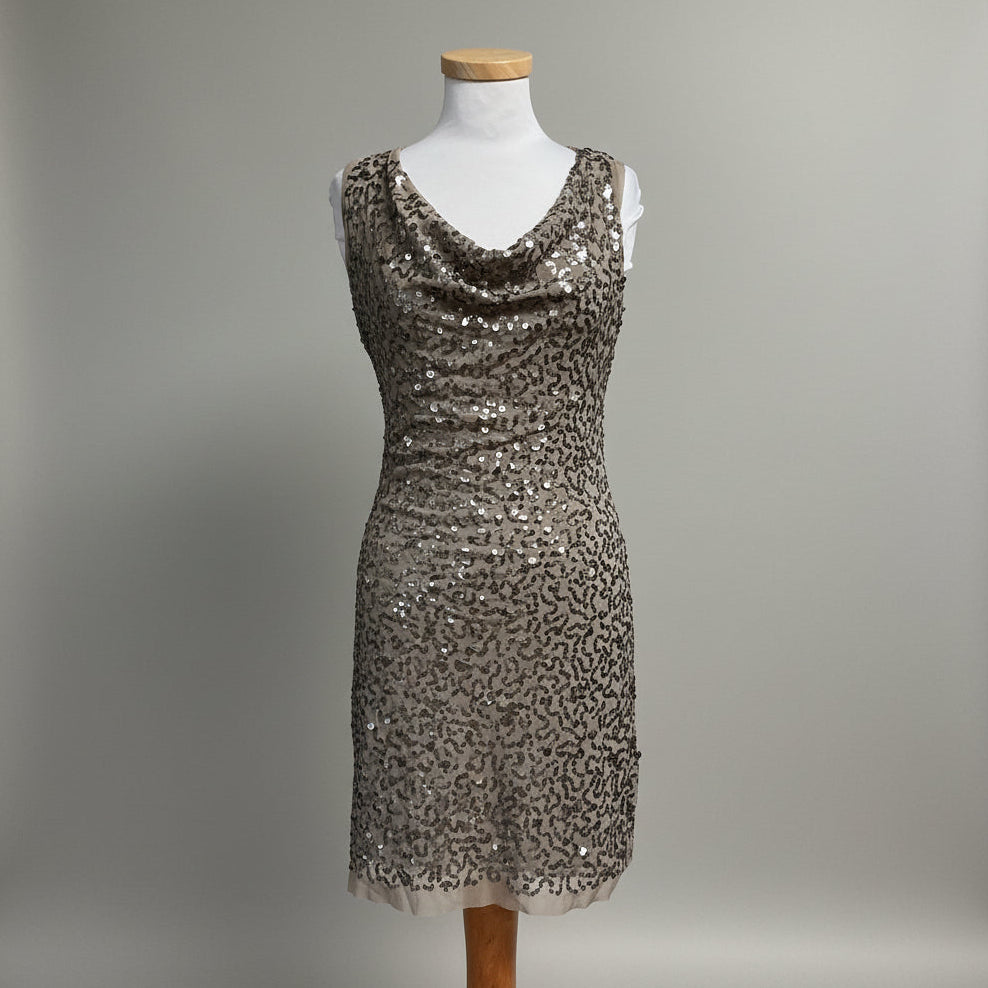 Max Studio mocha short sequin dress, size S