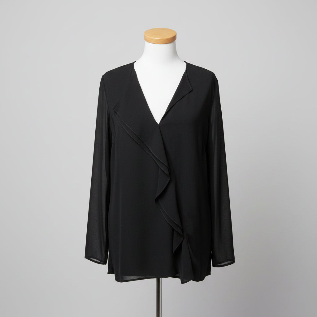 St. John black silk blouse, size S
