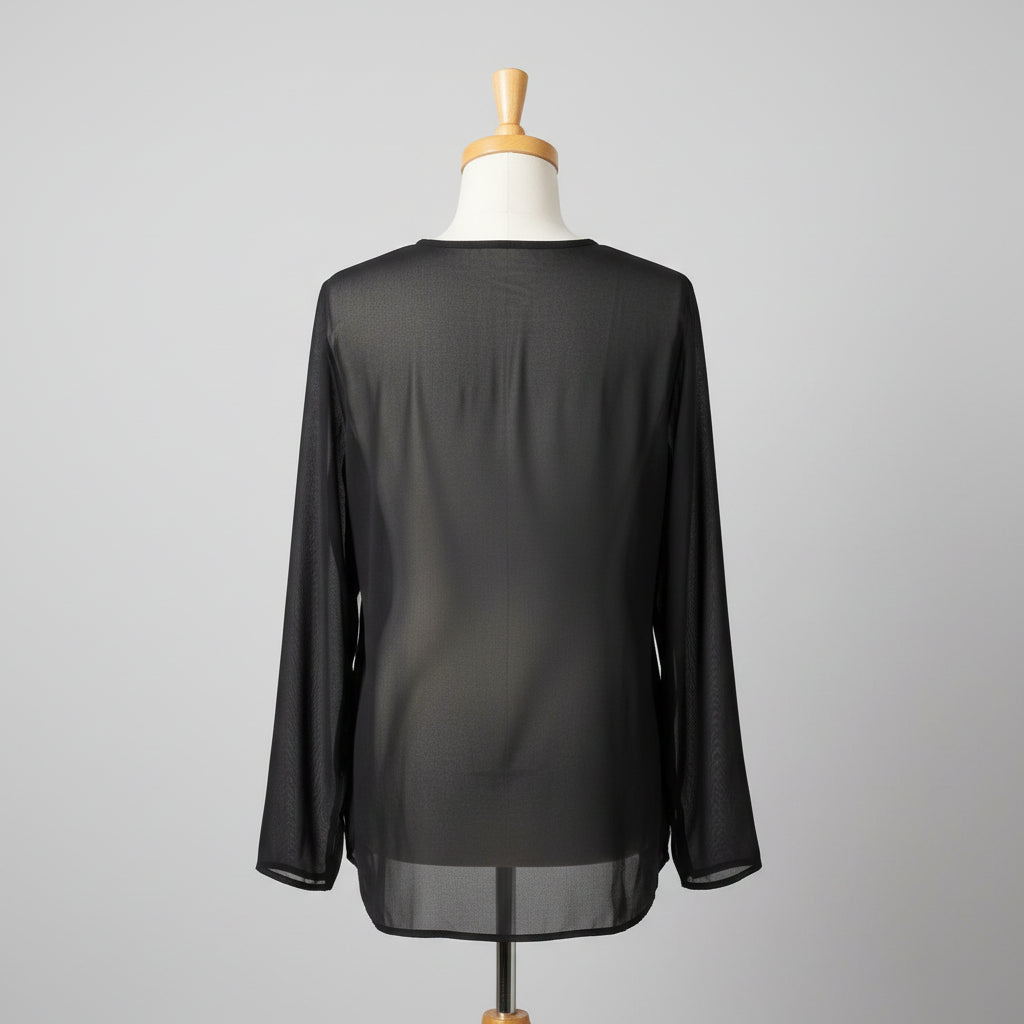 St. John black silk blouse, size S