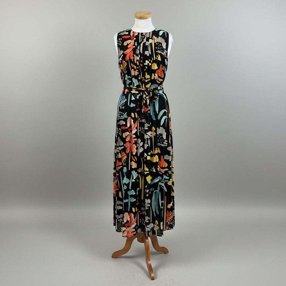 Lafayette 148 black floral silk dress, size M