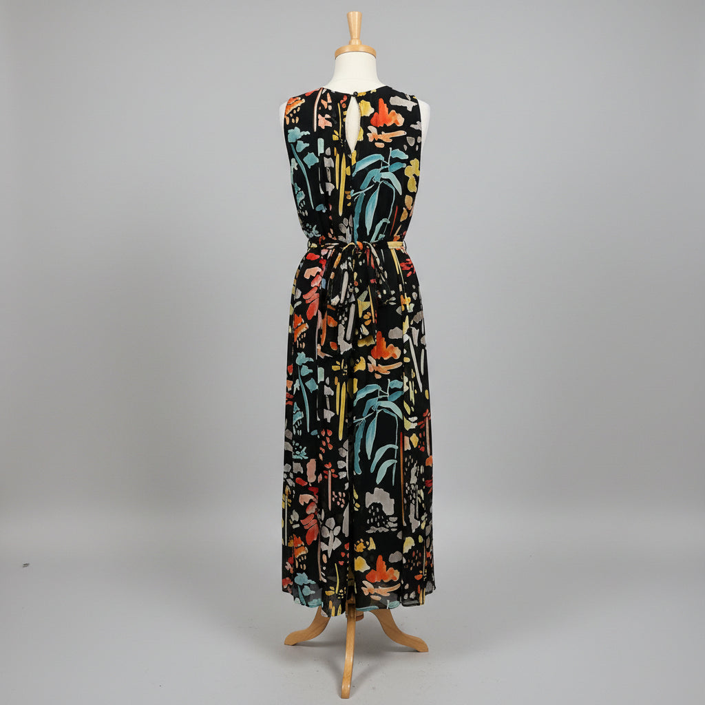 Lafayette 148 black floral silk dress, size M