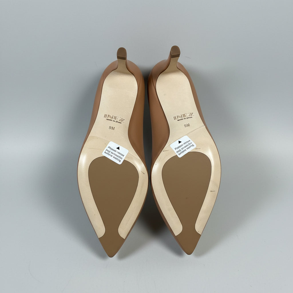 Inez almond nappa leather Alta pumps, size 9, NEW IN BOX!