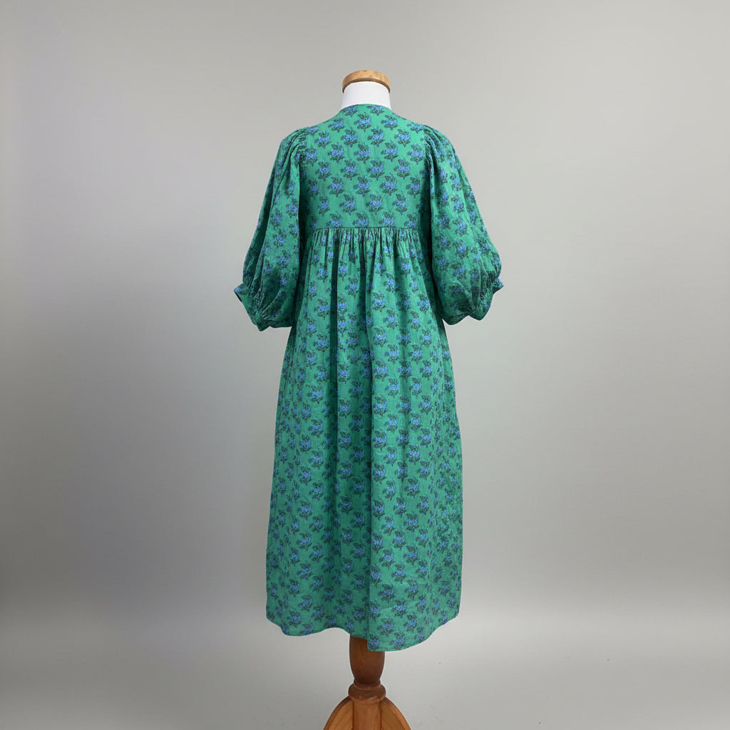 Saule Parc green and blue floral dress, size XS