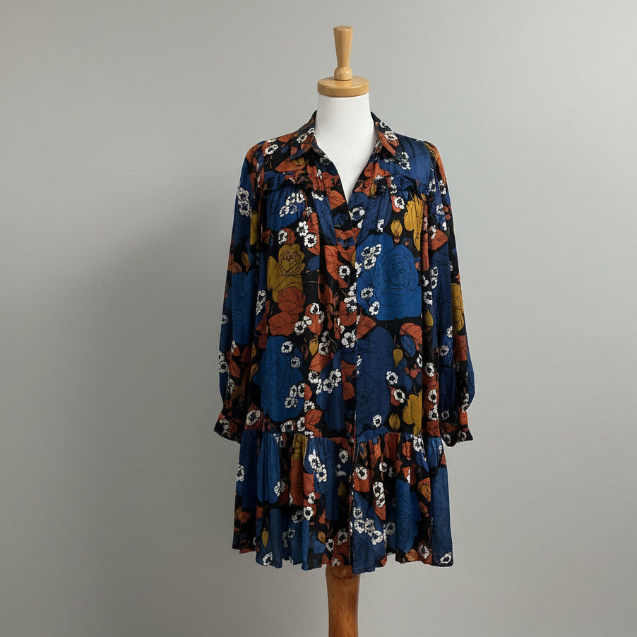 Cleobella blue and orange floral Claire dress, size S