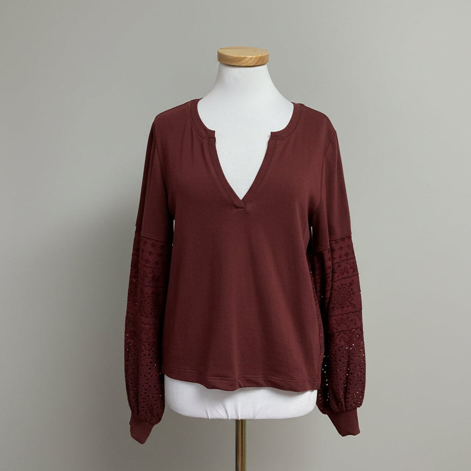 Anthropologie plum top with eyelet, size XS, NEW WITH TAGS!