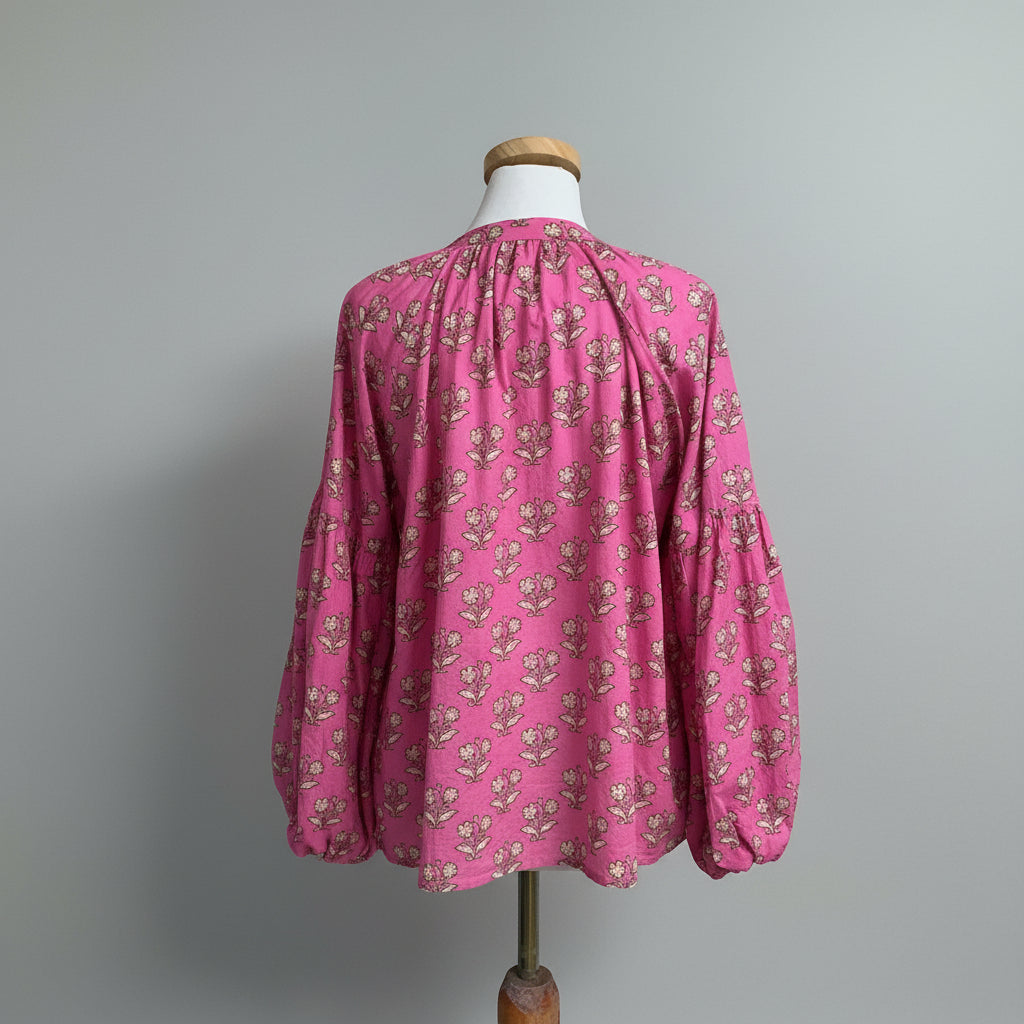 Olivia James the Label pink floral Emory blouse, size S