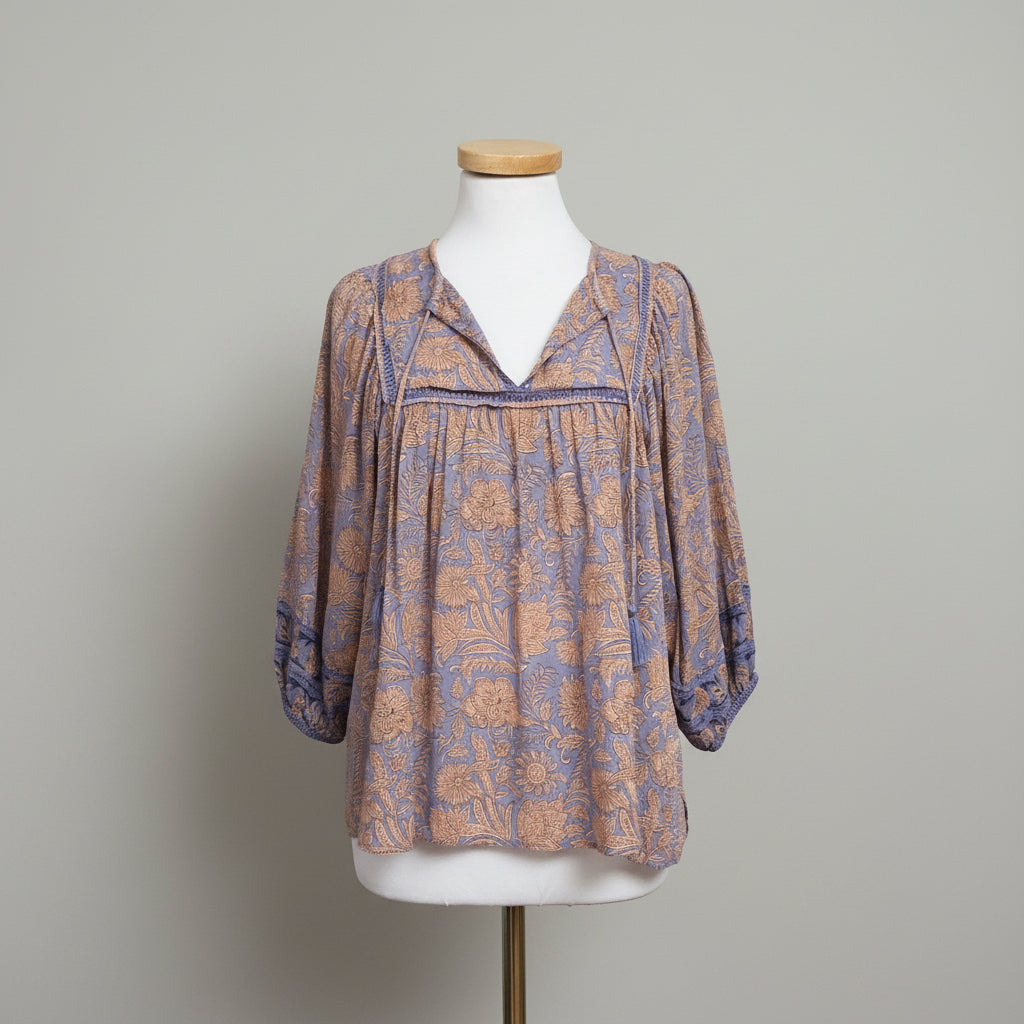 Cleobella lavender and blush floral Amarillis blouse, size S