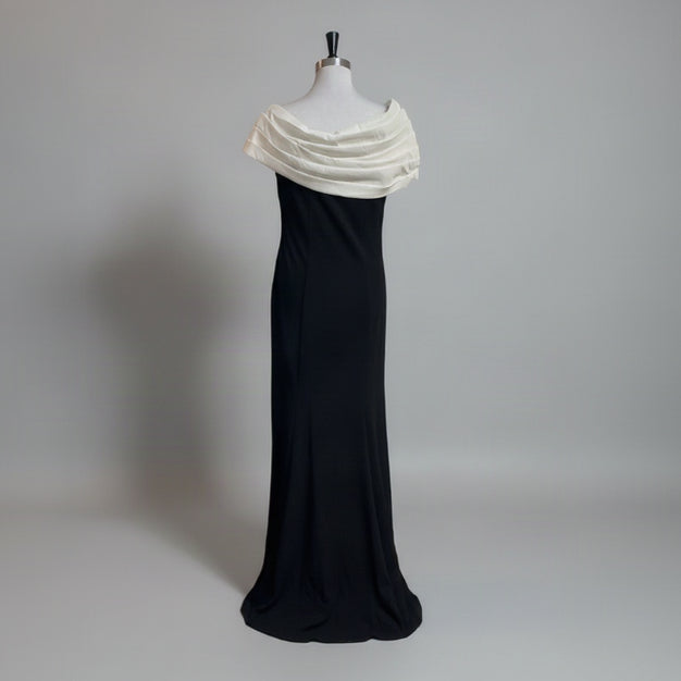 Tadashi Shoji black and white Dalton dress, size M