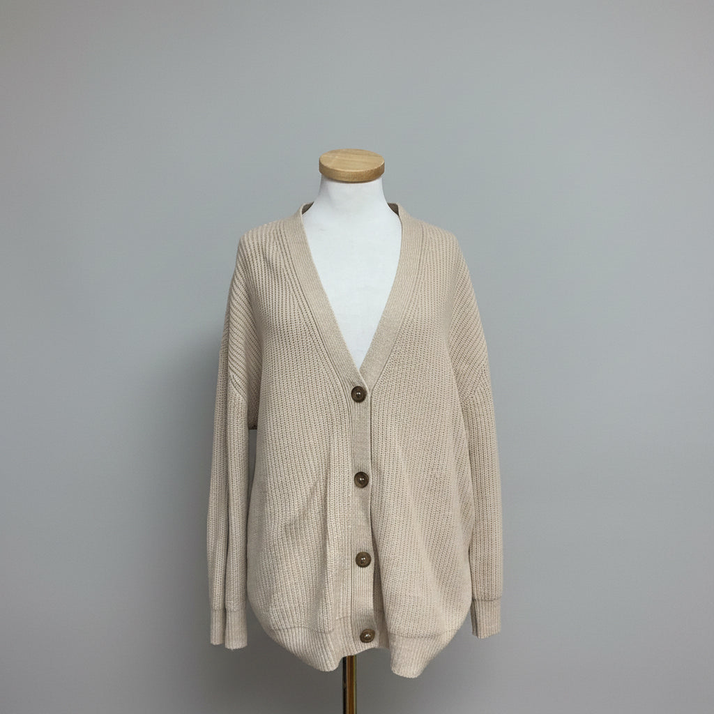 Brochu Walker beige cotton & linen Jen cardigan sweater, size M