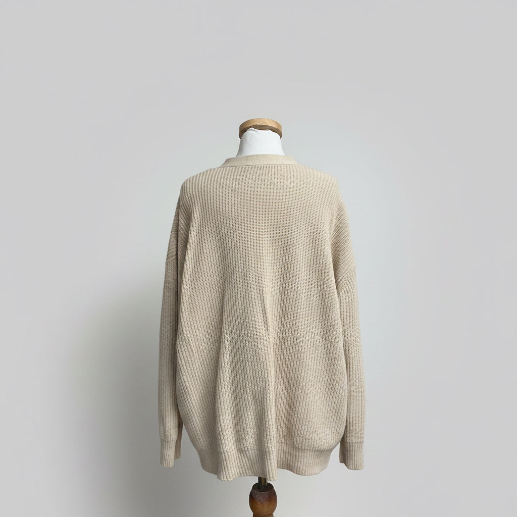 Brochu Walker beige cotton & linen Jen cardigan sweater, size M