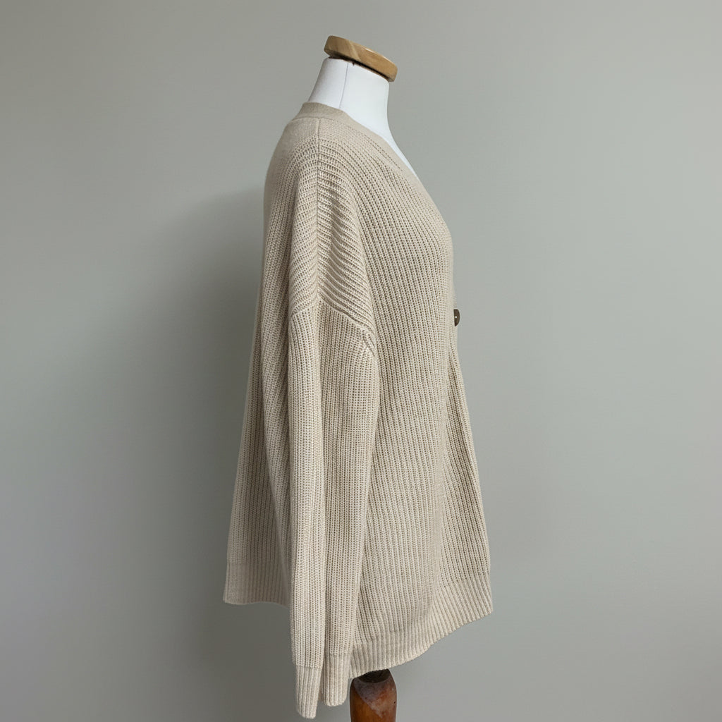 Brochu Walker beige cotton & linen Jen cardigan sweater, size M