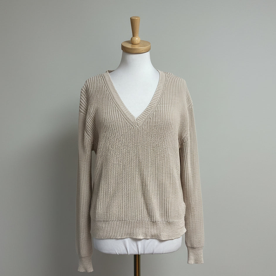 John & Jenn khaki Leo cotton sweater, size S