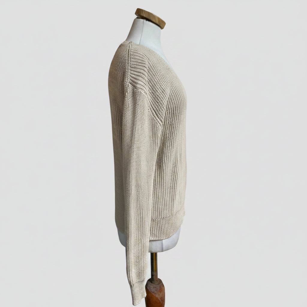 John & Jenn khaki Leo cotton sweater, size S