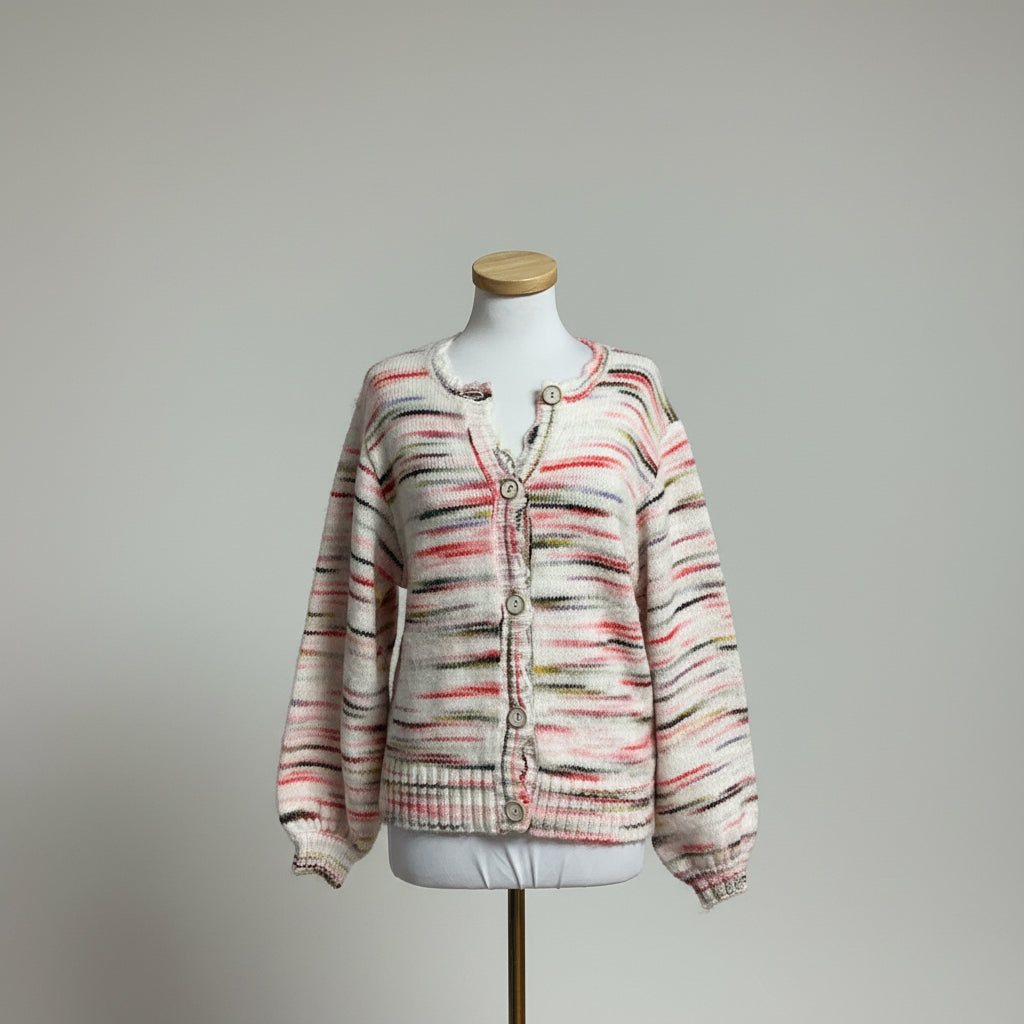 Crosby by Mollie Burch white multi-color Colson cardigan, size S
