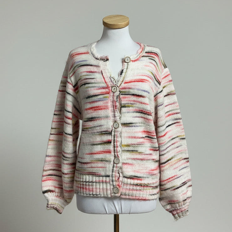 Crosby by Mollie Burch white multi-color Colson cardigan, size S