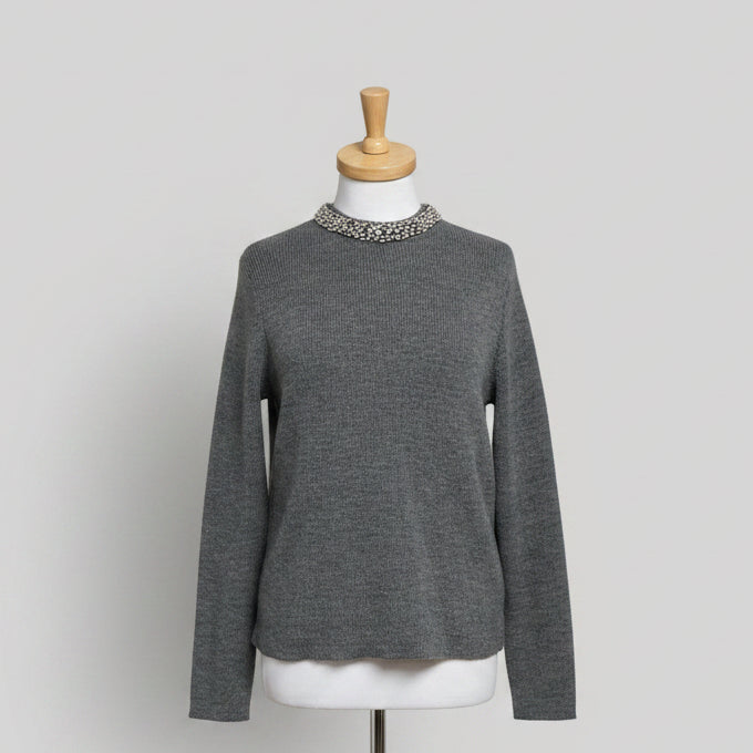 Drew gray rhinestone collar Aurora sweater, Size M