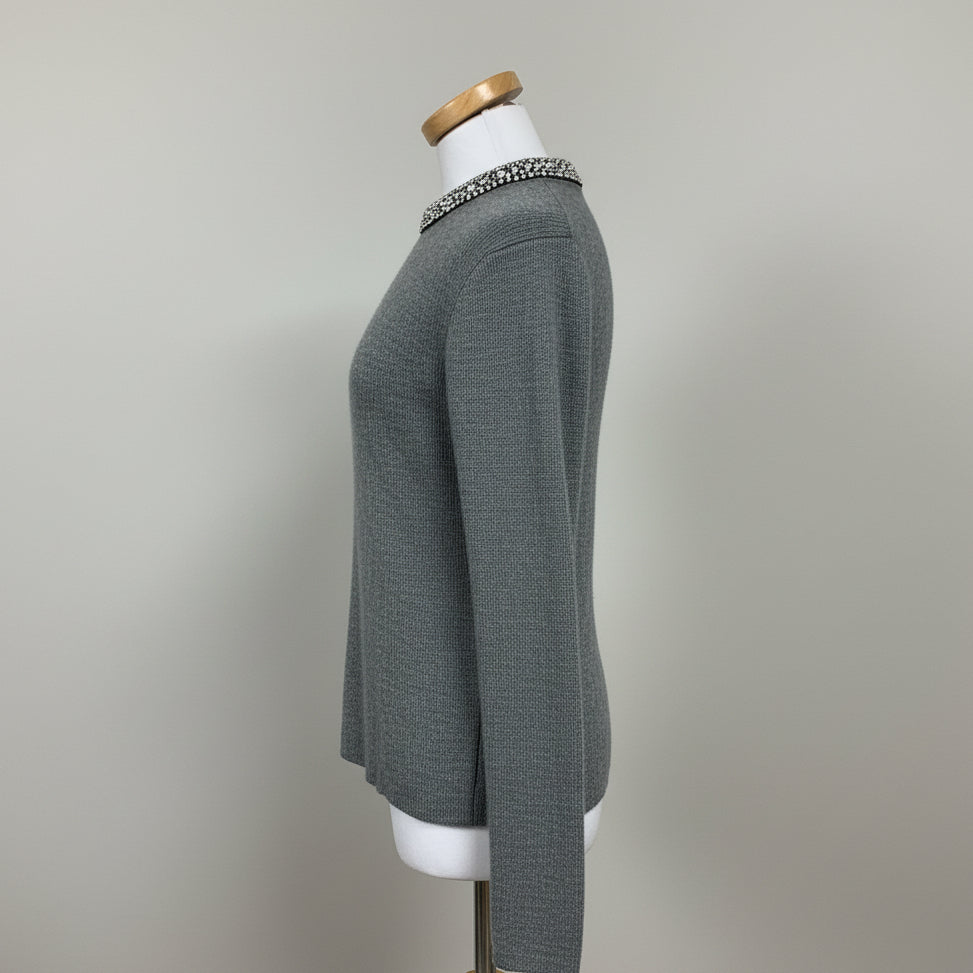 Drew gray rhinestone collar Aurora sweater, Size M
