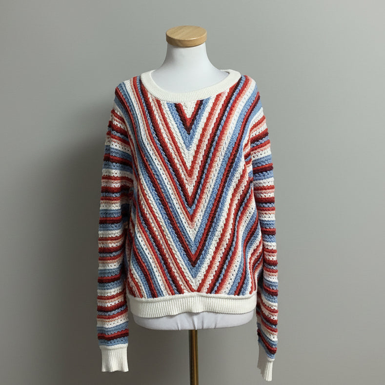 Lilla P pink Patchwork Stitch cotton sweater, size M