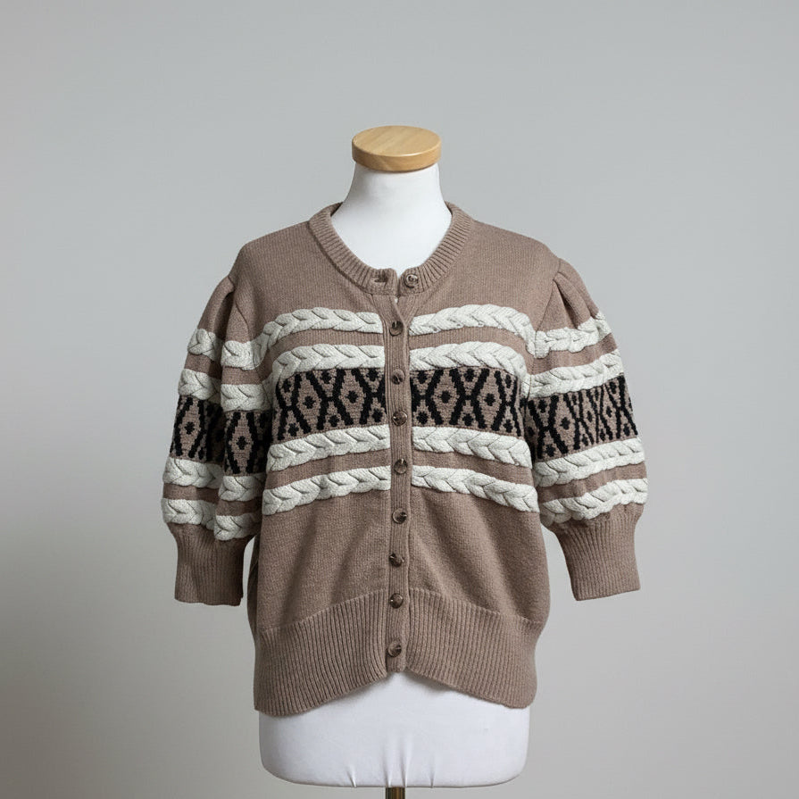 Varley beige crochet Kershaw sweater, size M