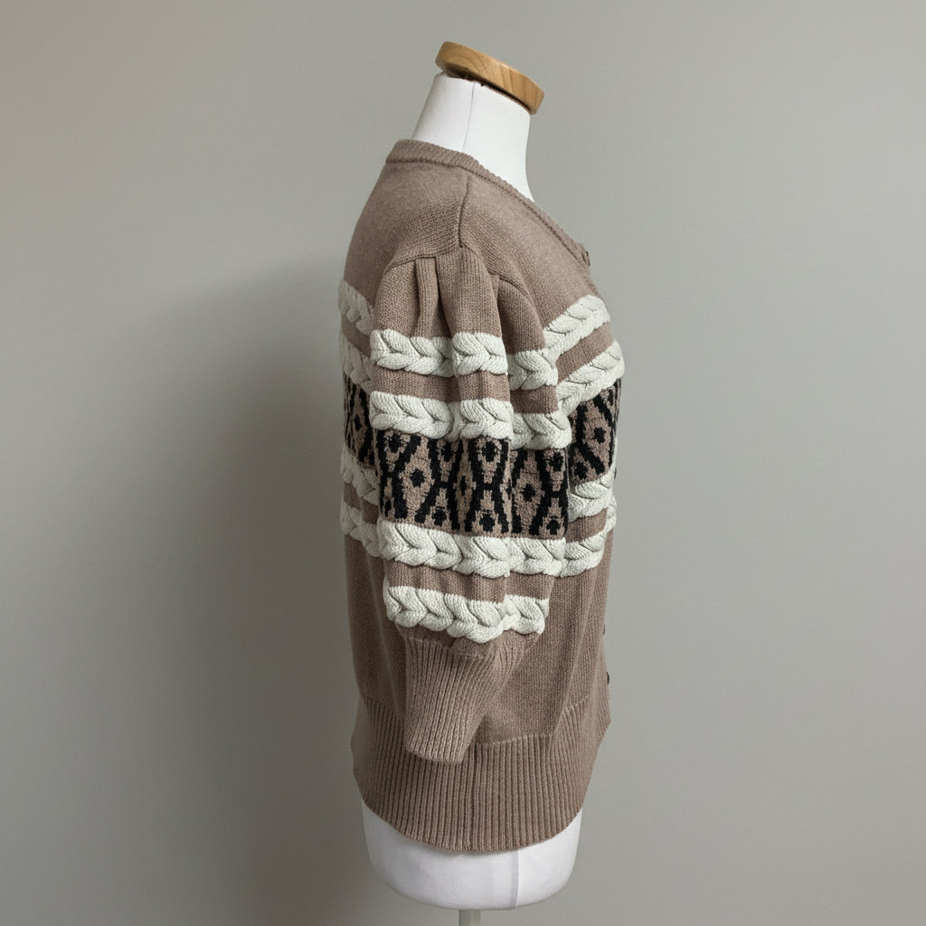 Varley beige crochet Kershaw sweater, size M