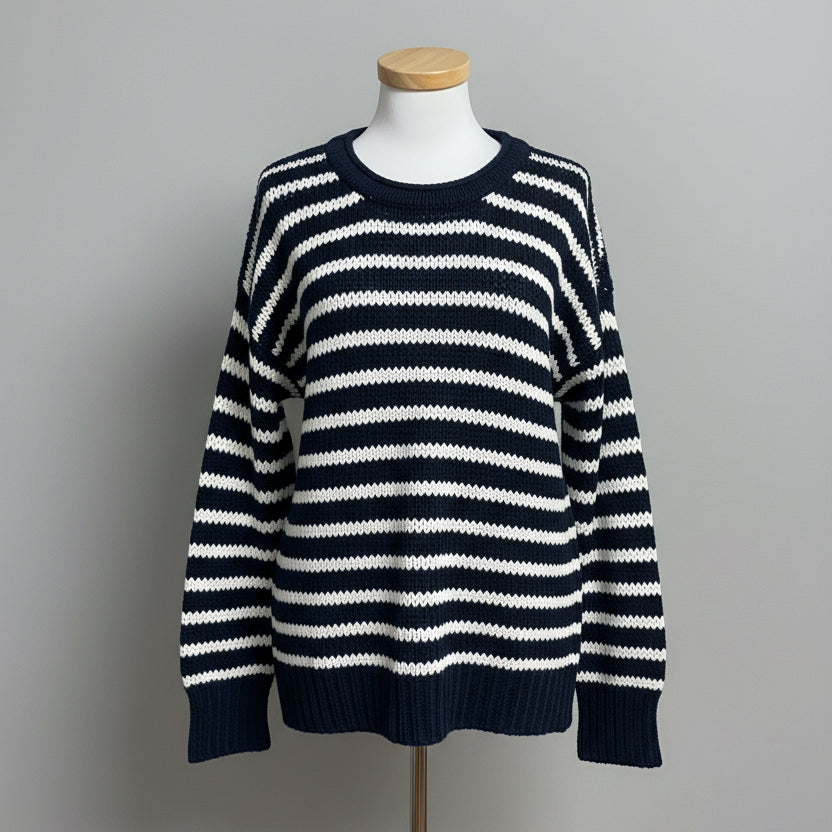 Jean-Pierre Klifa navy & white Jersey Girl sweater, size M, NEW WITH TAGS!