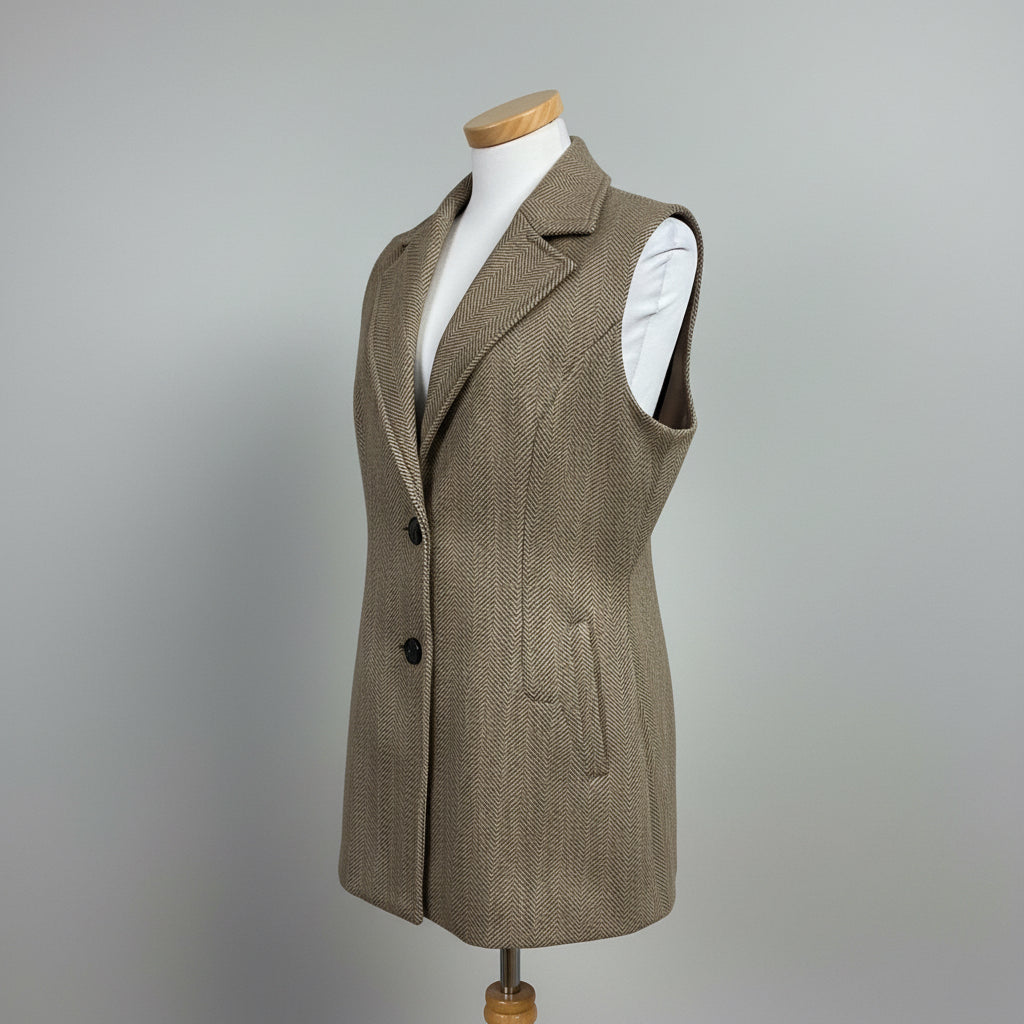 INC coffee herringbone vest, size M