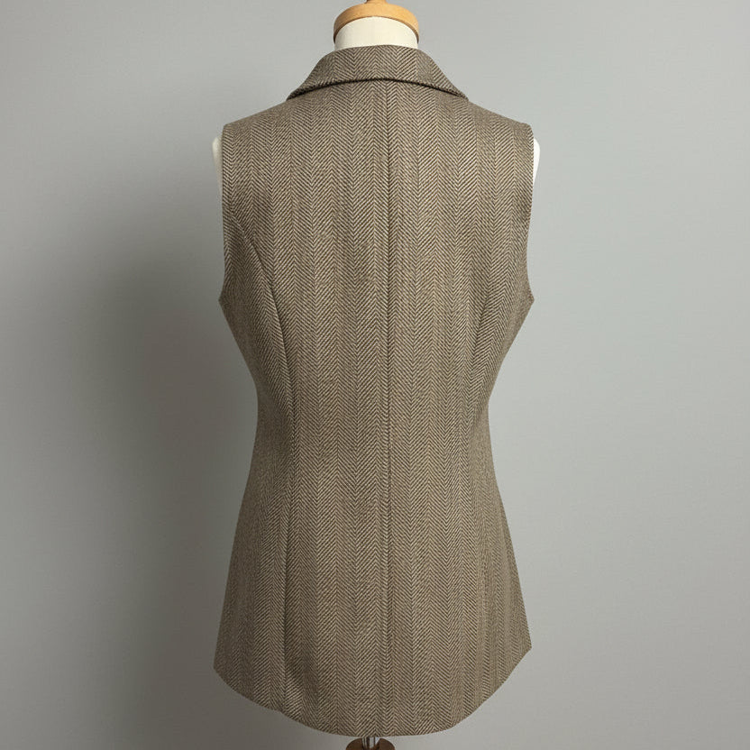 INC coffee herringbone vest, size M