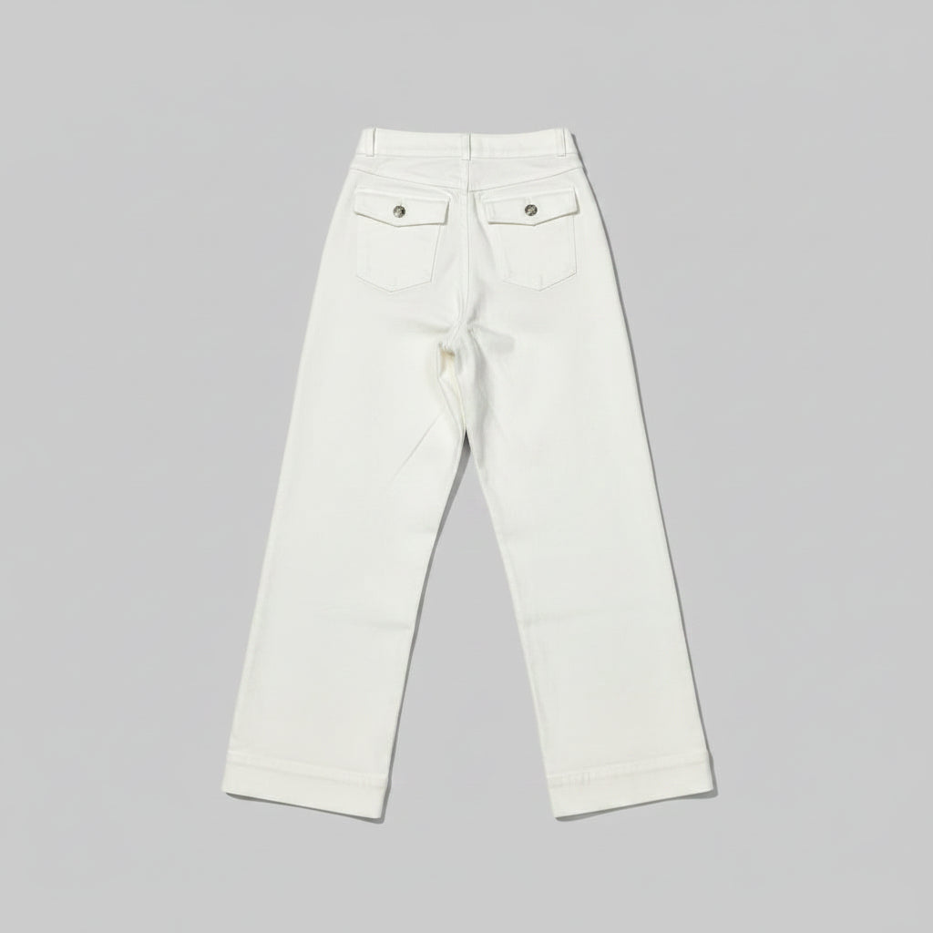 Spanx white twill wide leg jeans, Size M, NEW WITH TAGS!