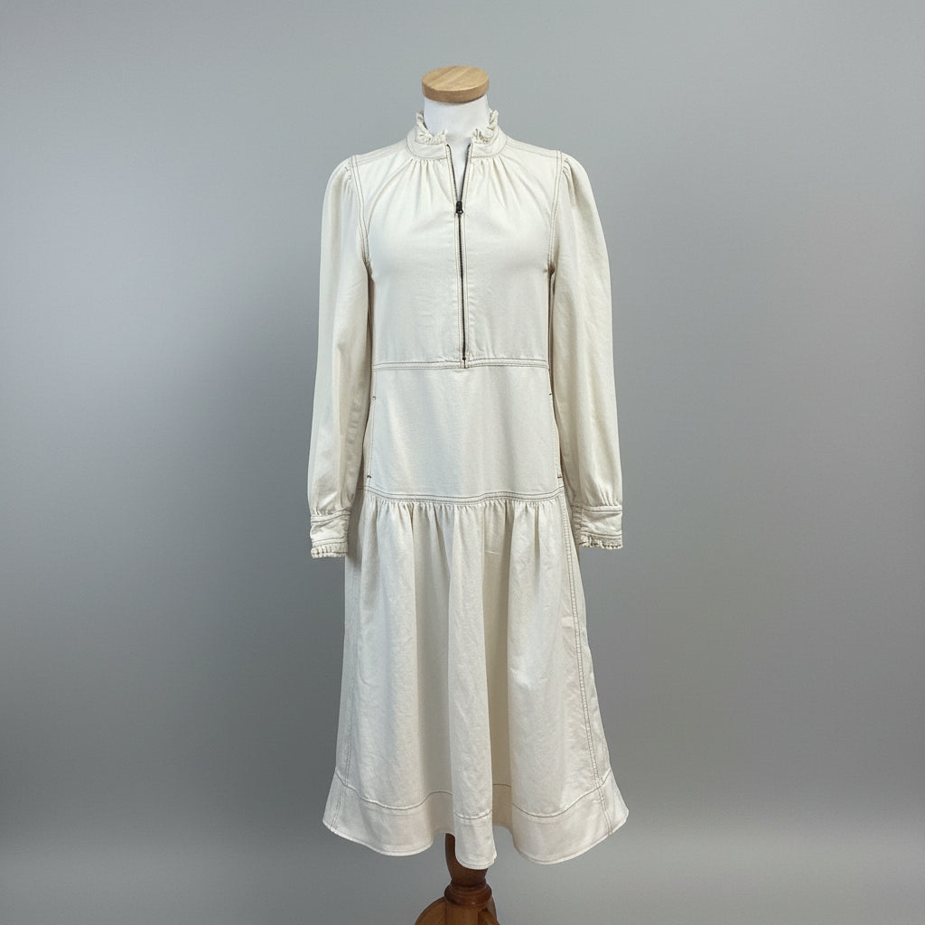 Me + Em cream denim midi dress, size 4
