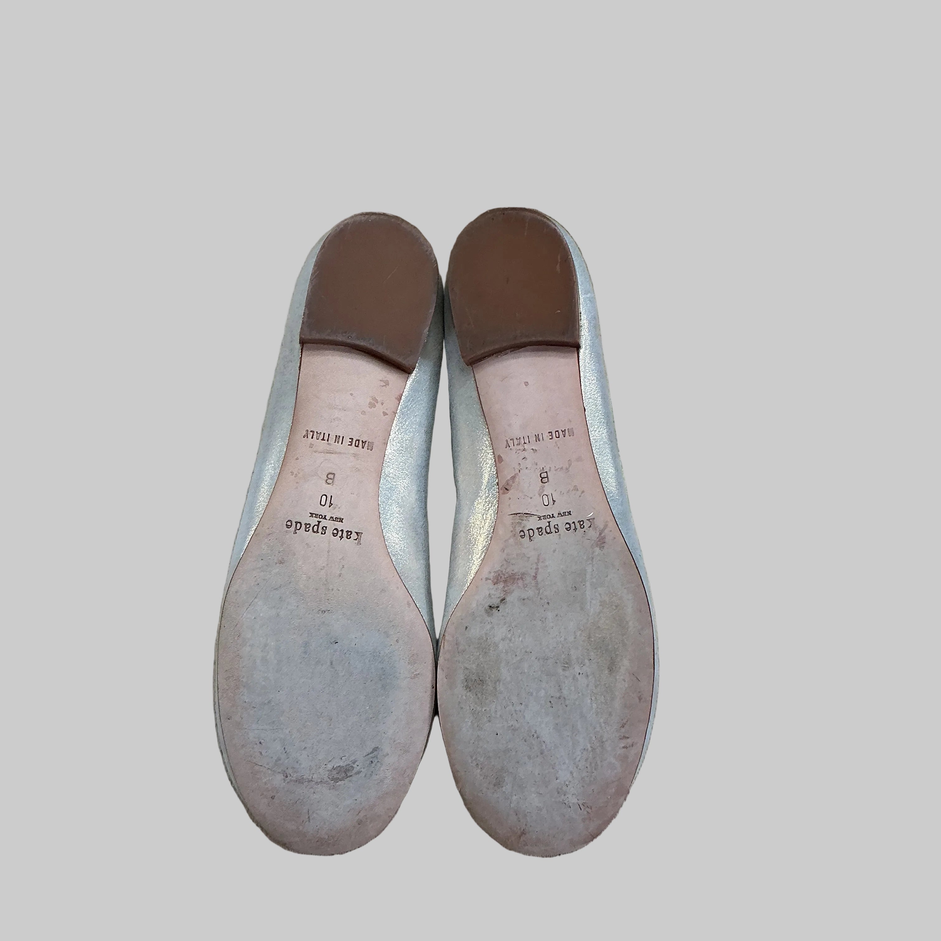 Kate Spade gold leather flat with paillettes, size 10