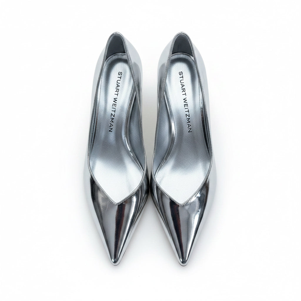 Stuart Weitzman silver Eva kitten heels, size 8.5, NEW WITHOUT BOX!