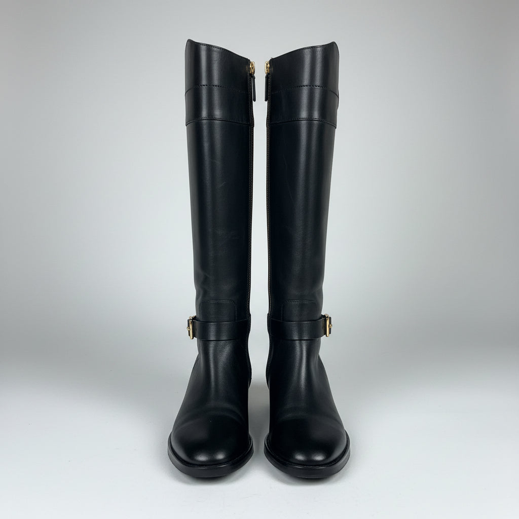 Tory Burch black leather Everly Riding boots, size 8, BRAND NEW!