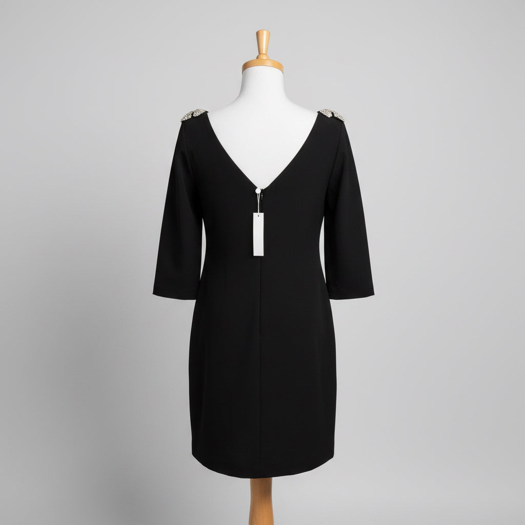 Trina Turk black Gora dress with rhinestone bows, size 2, NEW WITH TAGS!