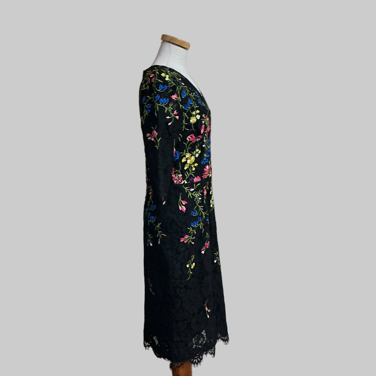 Terijon black lace embroidered dress, size 8, NEW WITH TAGS!