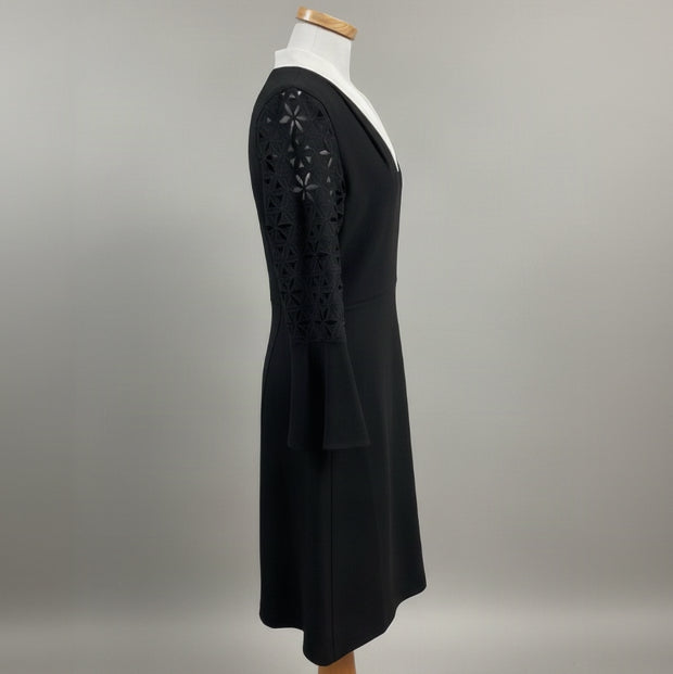 Elie Tahari black dress with lasercut sleeves, size 4, NEW WITH TAGS!