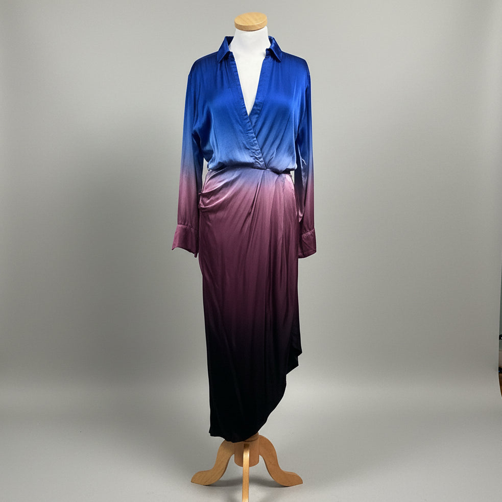 YFB blue and plum ombre satin dress, size S