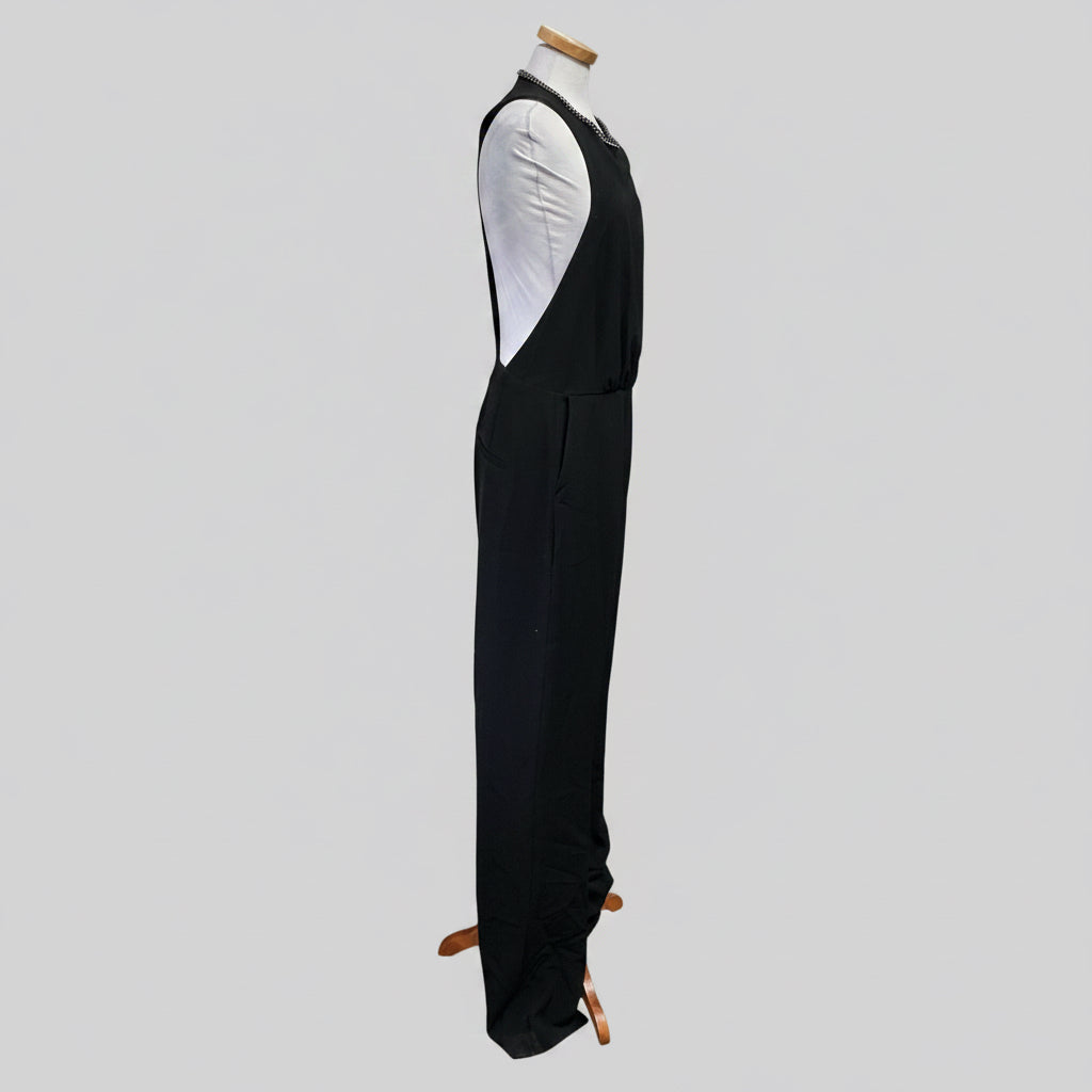 The Kooples black jumpsuit with chain detail, size M/L, NEW WITH TAGS!
