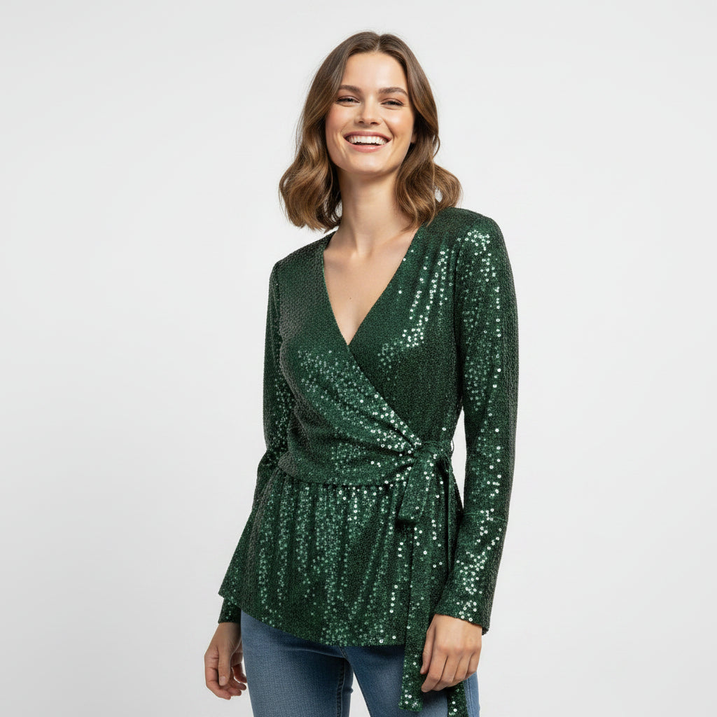 J. Crew green sequin blouse, size 6